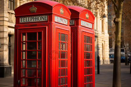 复古城市街头的电话亭背景图片