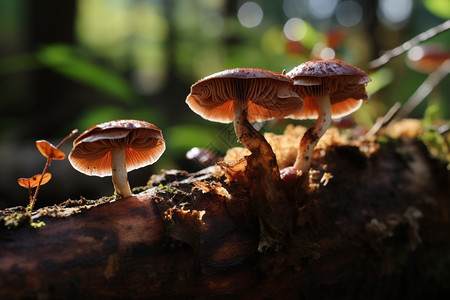 树根上培育的蘑菇图片