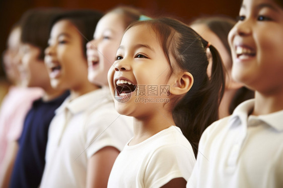 学校合唱团唱歌的小学生图片