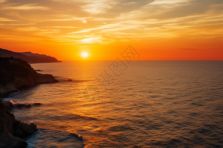 浪漫海景宁静日落的岛屿背景