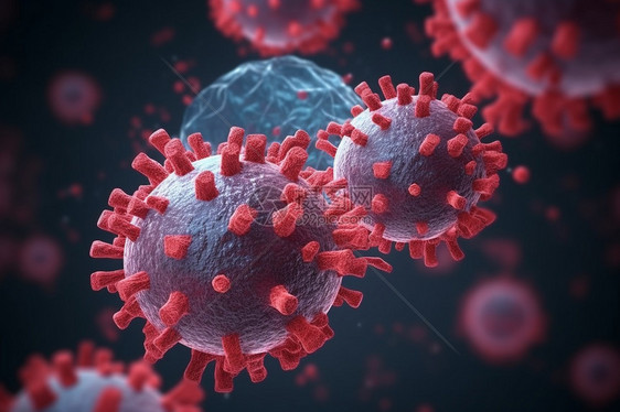 红色的病毒细胞图片