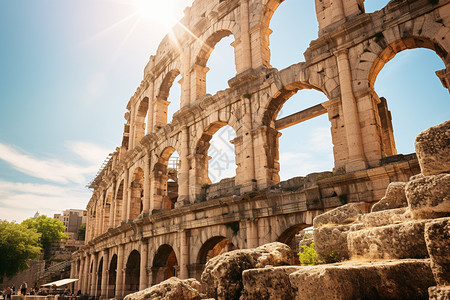罗马废墟历史中的古建筑背景