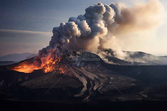 火山爆发冒着浓烟图片