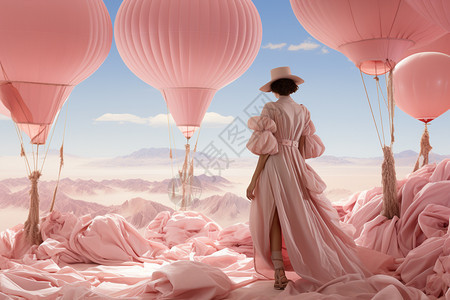 粉丝浪漫热气球世界背景图片