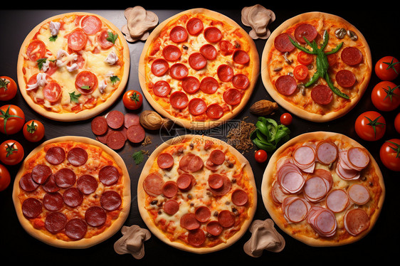 多种类的传统意式披萨图片