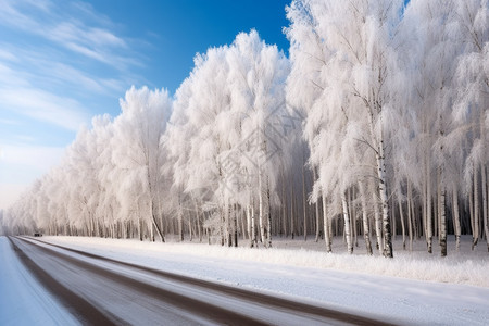 下雪的乡村公路图片