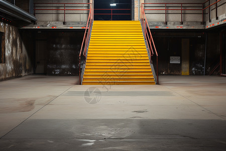 工业仓库的黄色楼梯图片