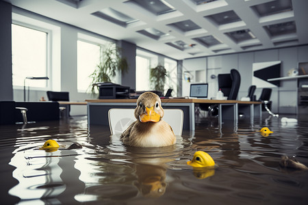 办公室被水淹了图片
