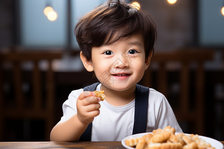 小男孩吃图片