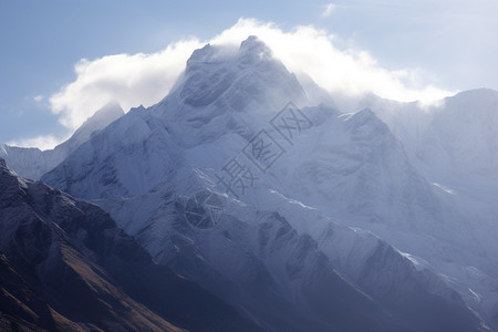 山峰的积雪图片