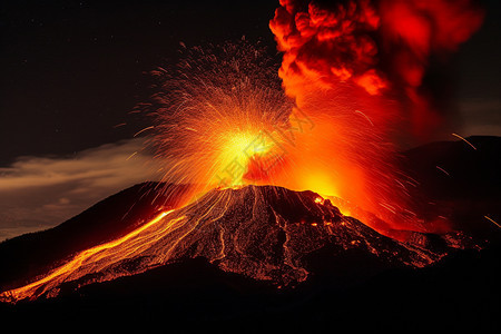 正在爆发的火山图片