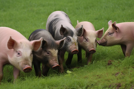 草地上的猪群图片