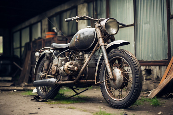年久失修的老式摩托车图片