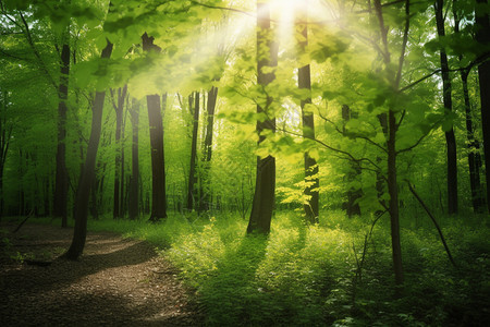 森林下太阳光线图片
