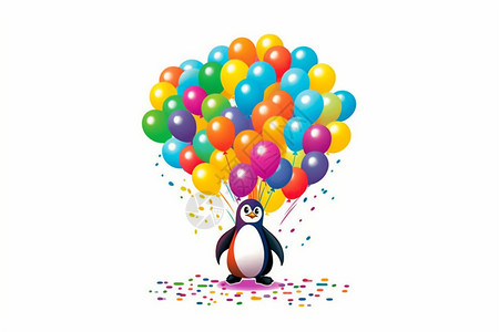 气球中的企鹅图片