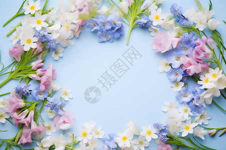 蓝色背景下美丽的小花背景图片