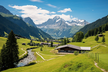 徒步旅行的阿尔卑斯山背景图片