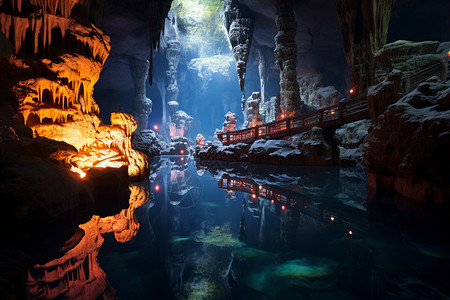 著名的地下洞穴景观背景图片