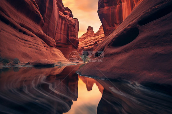 天然形成的红色岩石景观图片