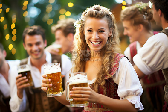 啤酒节上欢乐的女性图片