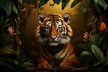 老虎相框背景图片