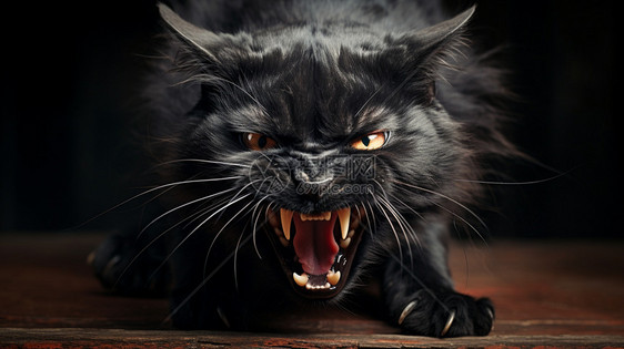 一只可怕的黑猫图片