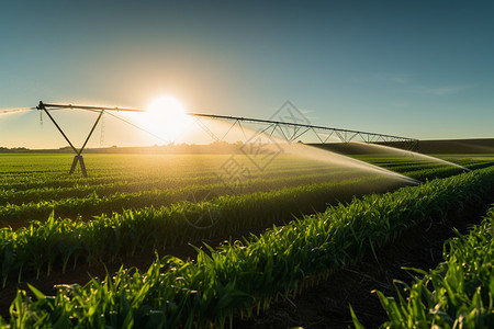 农村种植田野的自动化灌溉系统图片