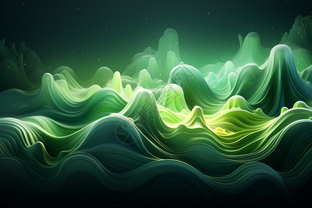 抽象3d绿色波浪墙纸图片