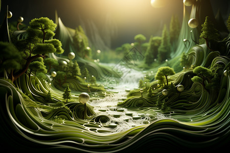 绿色植物奇妙幻想世界背景图片