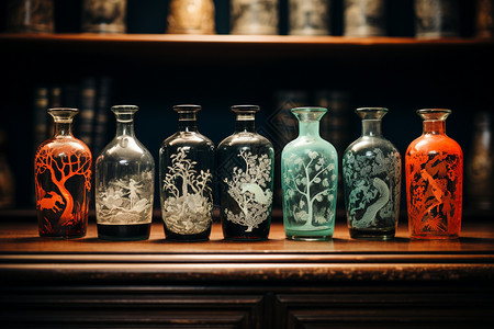 传统酒罐的艺术融合背景图片