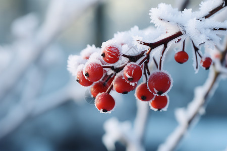 白雪覆盖的山楂图片