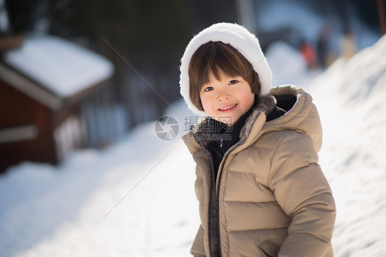 冬天欢乐的男孩图片
