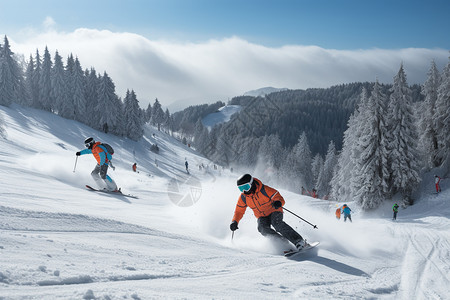 冬季的滑雪运动背景图片