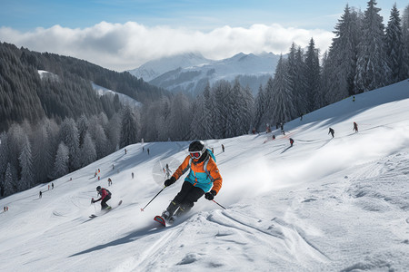奥地利的滑雪运动高清图片