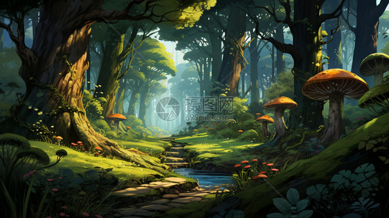森林自然景观插图图片