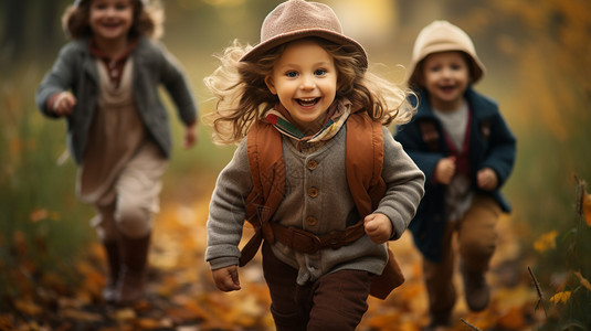 秋季户外的儿童背景图片