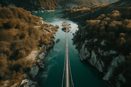 河流的悬索桥图片