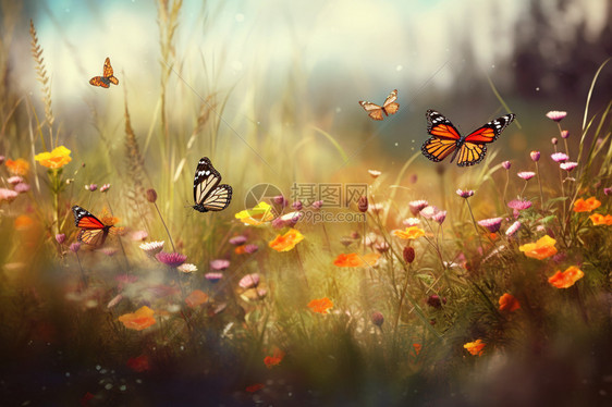 户外草地的蝴蝶图片