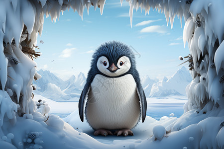 寒冷冬季里的企鹅图片