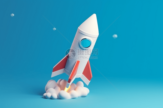 3d火箭浅蓝色背景图片