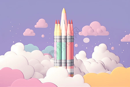 火箭铅笔创意设计图片