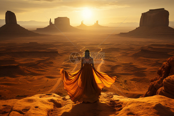 沙漠中的女人图片