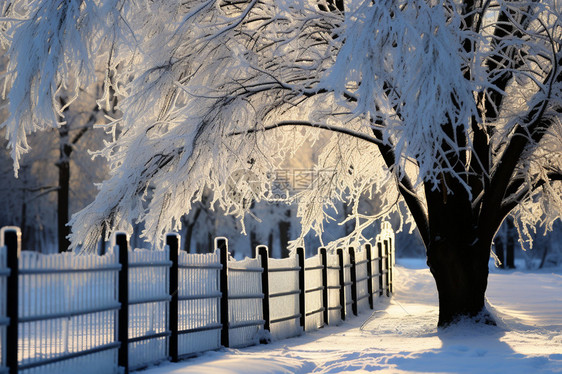 公园冬天的雪景图片