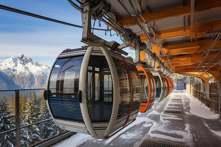 旅游滑雪缆车背景图片