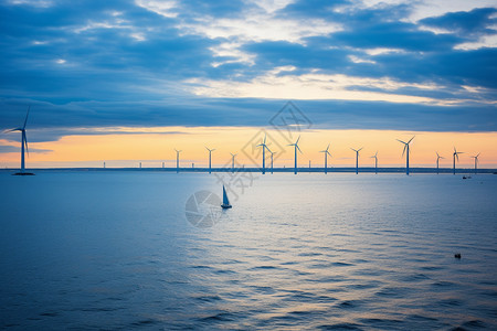 海上风电场新能源海上大风车风电场背景