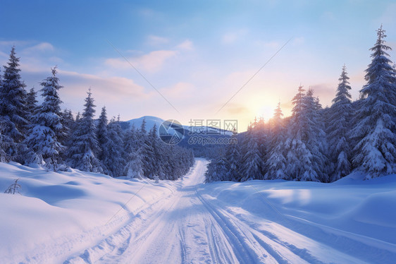 冬天山脉雪地图片