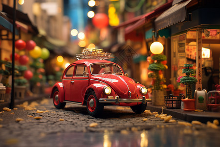 3D红色汽车模型图片