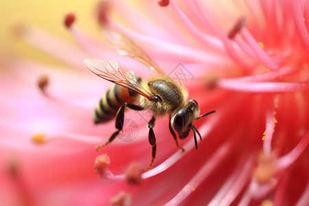 花蕊中的蜜蜂图片
