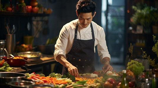 厨房食材厨师做饭背景