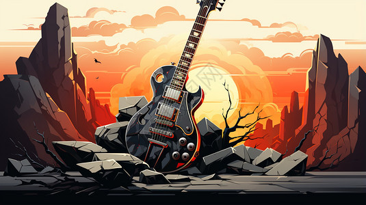 岩石的吉他图片